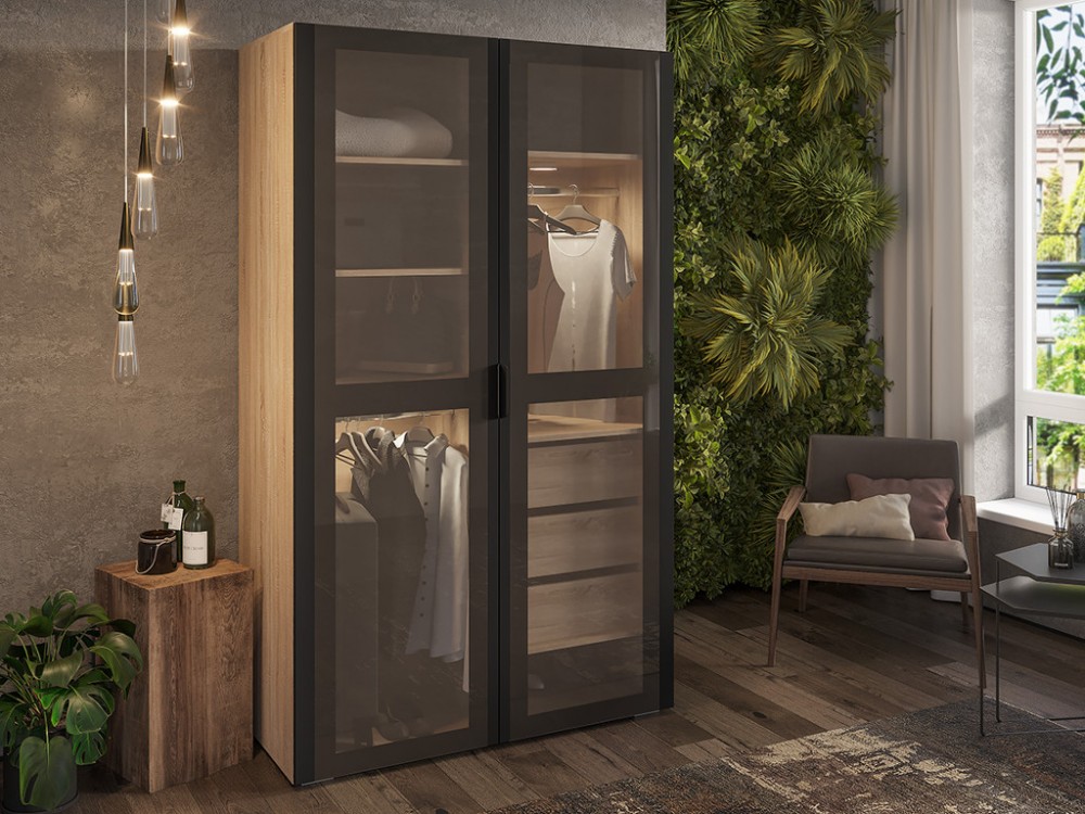 Шкаф Норд ШК-1200 дуб сонома/софт черный купить в Челябинске | «Мебель74»