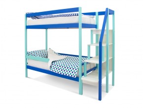 Двухъярусная кровать Svogen с бортиком мятно-синий в Челябинске - mebel74.com | фото