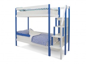 Двухъярусная кровать Svogen с бортиком синий-белый в Челябинске - mebel74.com | фото 1