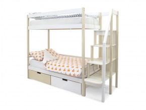 Двухъярусная кровать Svogen с ящиками бежево-белый в Челябинске - mebel74.com | фото