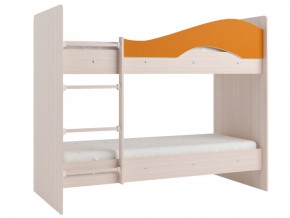 Кровать 2-х ярусная Мая на латофлексах млечный дуб, оранжевая в Челябинске - mebel74.com | фото
