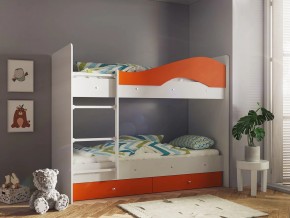 Кровать 2-х ярусная Мая с ящиками на латофлексах белый-оранж в Челябинске - mebel74.com | фото