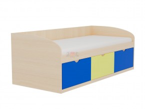 Кровать-8 одинарная с 3-мя ящиками 800*1900 МДФ желтый синяя шагрень в Челябинске - mebel74.com | фото