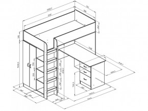 Кровать чердак Теремок 3 Дуб молочный-Розовый в Челябинске - mebel74.com | фото 2