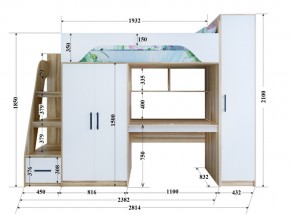 Кровать чердак Тея с пеналом винтерберг-лазурь в Челябинске - mebel74.com | фото 2