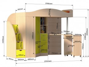 Кровать чердак Юниор 4 Бодега-лайм в Челябинске - mebel74.com | фото 3