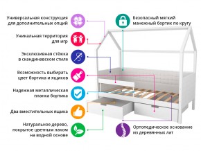 Кровать-домик мягкий Svogen с ящиками и бортиком бежевый в Челябинске - mebel74.com | фото 2