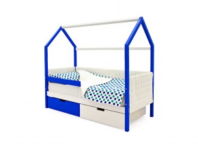 Кровать-домик мягкий Svogen с ящиками и бортиком сине-белый в Челябинске - mebel74.com | фото