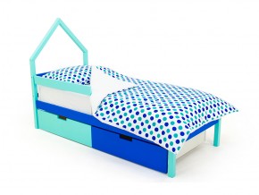 Кровать-домик мини Svogen с ящиками и бортиком мятно-синий в Челябинске - mebel74.com | фото