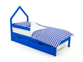 Кровать-домик мини Svogen с ящиками и бортиком синий в Челябинске - mebel74.com | фото