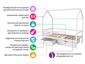 Кровать-домик Svogen с ящиками и бортиком белый в Челябинске - mebel74.com | фото 7