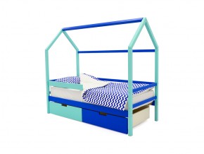 Кровать-домик Svogen с ящиками и бортиком мятно-синий в Челябинске - mebel74.com | фото
