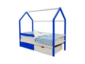 Кровать-домик Svogen с ящиками и бортиком сине-белый в Челябинске - mebel74.com | фото