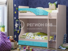 Кровать двухъярусная Бемби МДФ Бирюза металлик в Челябинске - mebel74.com | фото