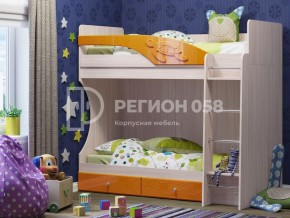 Кровать двухъярусная Бемби МДФ Оранжевый металлик в Челябинске - mebel74.com | фото