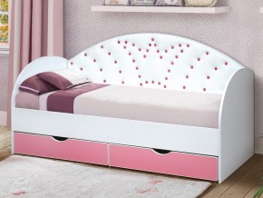 Кровать с продольной мягкой спинкой Корона №4 800х1900 мм розовая в Челябинске - mebel74.com | фото