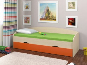 Кровать Соня 2 дуб молочный-оранжевый в Челябинске - mebel74.com | фото 1