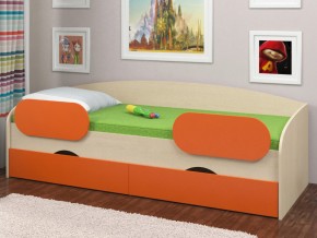 Кровать Соня 2 дуб молочный-оранжевый в Челябинске - mebel74.com | фото 2