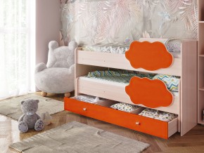 Кровать Соник с ящиком млечный дуб-оранж в Челябинске - mebel74.com | фото