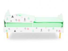 Кровать Stumpa Облако с бортиком рисунок Домики розовый, бирюзовый в Челябинске - mebel74.com | фото 3