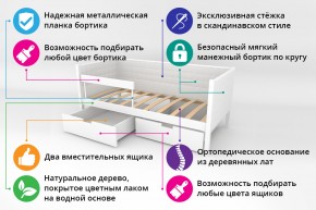 Кровать-тахта Svogen мягкая с ящиками и бортиком с фото белый/динозаврики в Челябинске - mebel74.com | фото 2