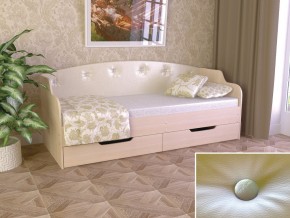 Кровать Юниор Тип 2 дуб молочный-белый перламутр 800х1600 в Челябинске - mebel74.com | фото