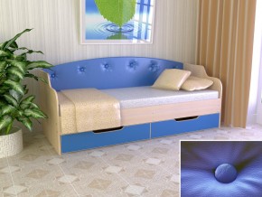 Кровать Юниор Тип 2 дуб молочный/синий 800х1600 в Челябинске - mebel74.com | фото