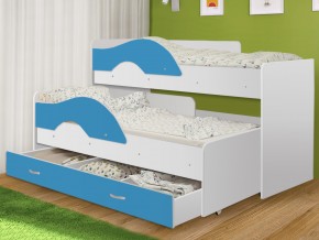 Кровать выкатная Радуга с ящиком 80х160 белая-голубой в Челябинске - mebel74.com | фото