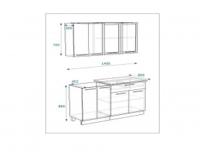 Кухонный гарнитур 4 Грецкий орех 1400 в Челябинске - mebel74.com | фото 2