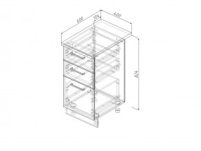 Н3Я 40 Модуль нижний Без Столешницы 3 ящика МН3Я 40 в Челябинске - mebel74.com | фото