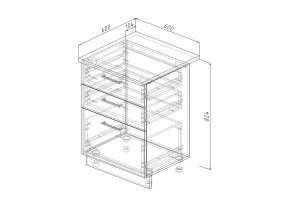 Н3Я 60 Модуль нижний Без Столешницы 3 ящика МН3Я 60 в Челябинске - mebel74.com | фото