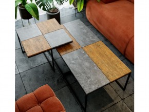 Стол журнальный Фьюжн квадро Дуб американский/серый бетон в Челябинске - mebel74.com | фото 3