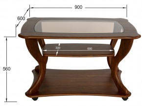 Стол журнальный Маэстро со стеклом СЖС-02 орех в Челябинске - mebel74.com | фото 2