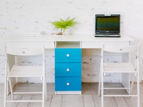 Стол письменный двухместный В 5 голубой в Челябинске - mebel74.com | фото