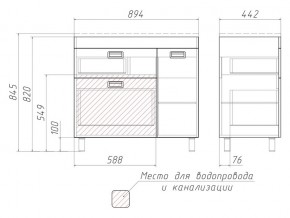 Тумба под умывальник Elen 90 Куб Cube с 2 верхними ящиками В2 в Челябинске - mebel74.com | фото 3